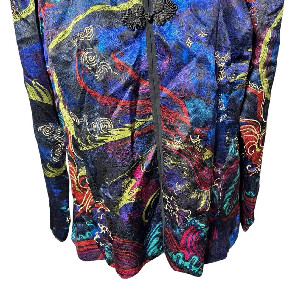 Chico’s Shanghai Dream Marzipan Silk Kimono Jacket Blue Sz‎ 3 XL Jewel Tones NWT - Picture 13 of 15